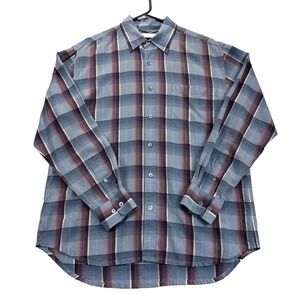 Tommy Bahama Mens Shirt L Plaid Blue/purple‎ Long Sleeve Tencel Lyocell Button